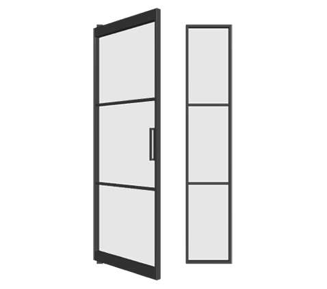 Pivottür mit Seitenteil rechts (DIN L)